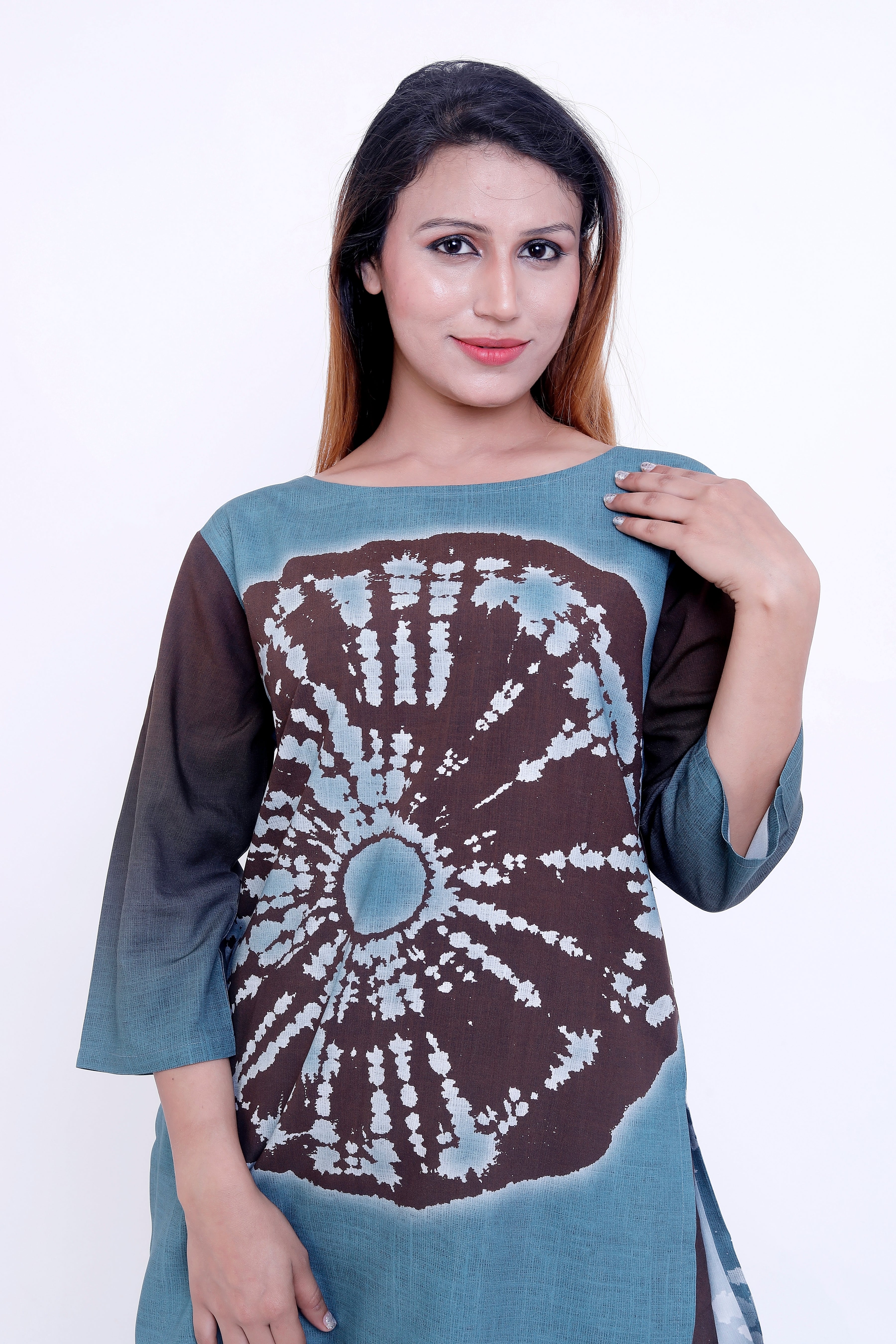 GroHood Aqua Earth Co-ord Set – Colorblock Top & Wide-Leg Pants