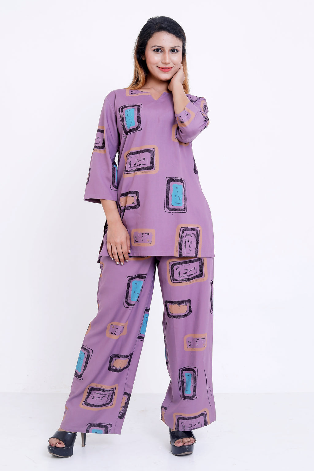 GroHood Lilac Pop Co-ord Set – Printed Top & Relaxed Pants