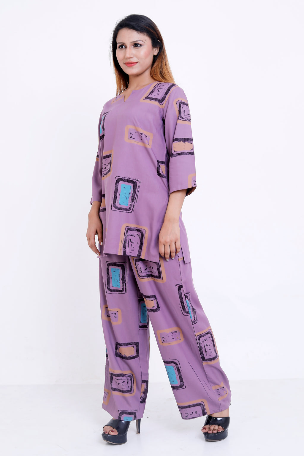 GroHood Lilac Pop Co-ord Set – Printed Top & Relaxed Pants