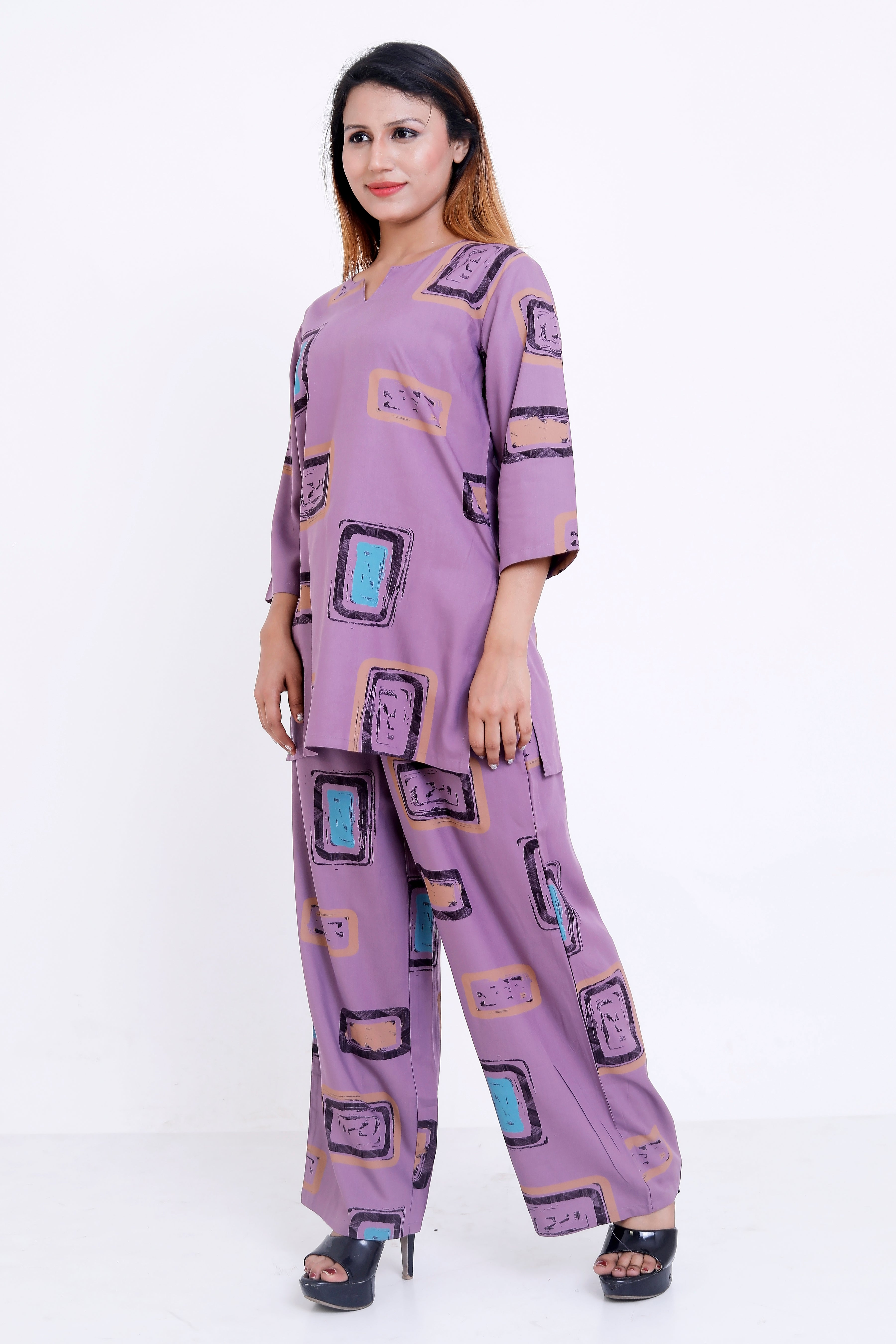 GroHood Lilac Pop Co-ord Set – Printed Top & Relaxed Pants