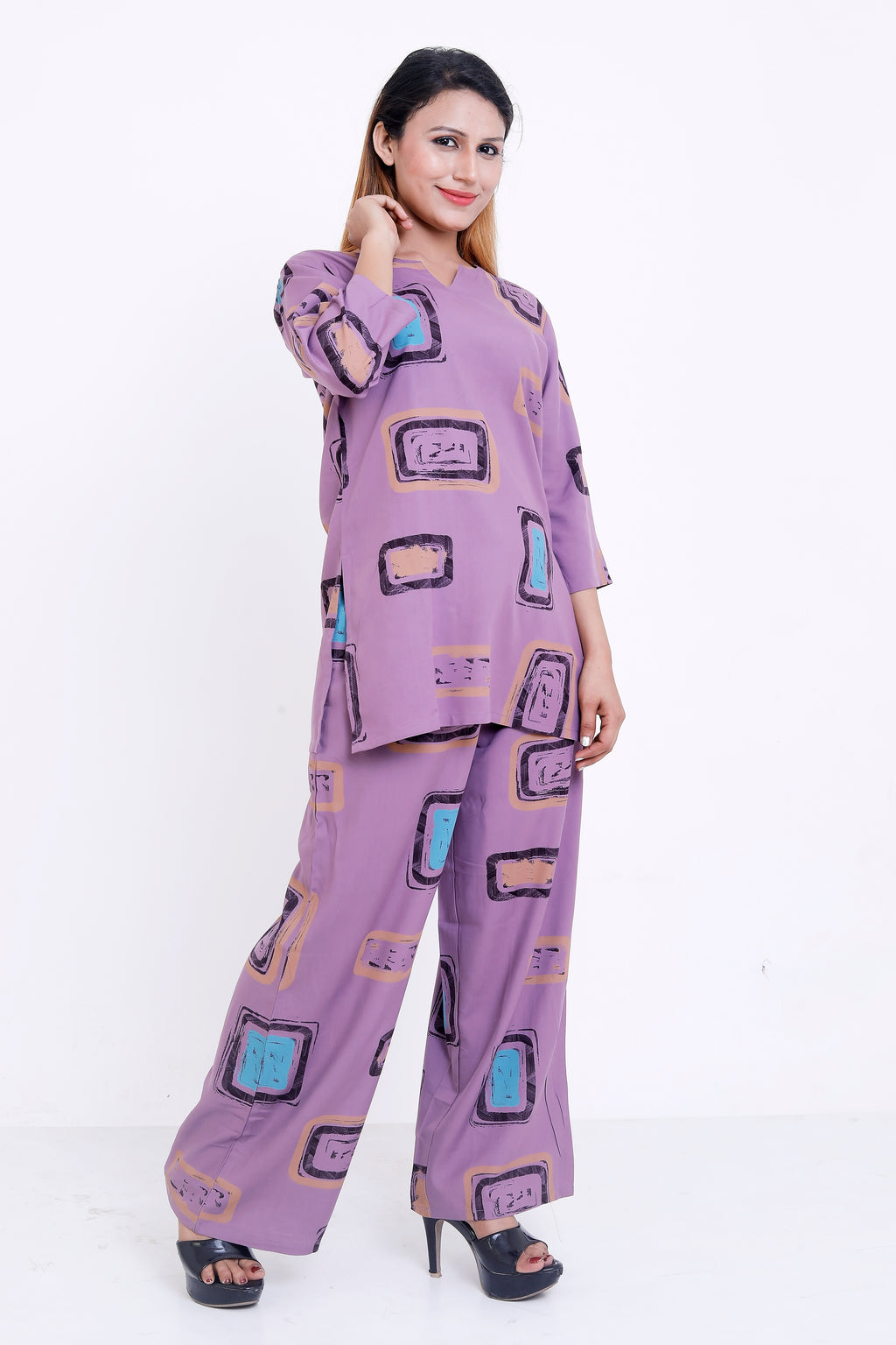 GroHood Lilac Pop Co-ord Set – Printed Top & Relaxed Pants