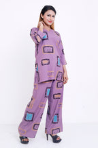 GroHood Lilac Pop Co-ord Set – Printed Top & Relaxed Pants
