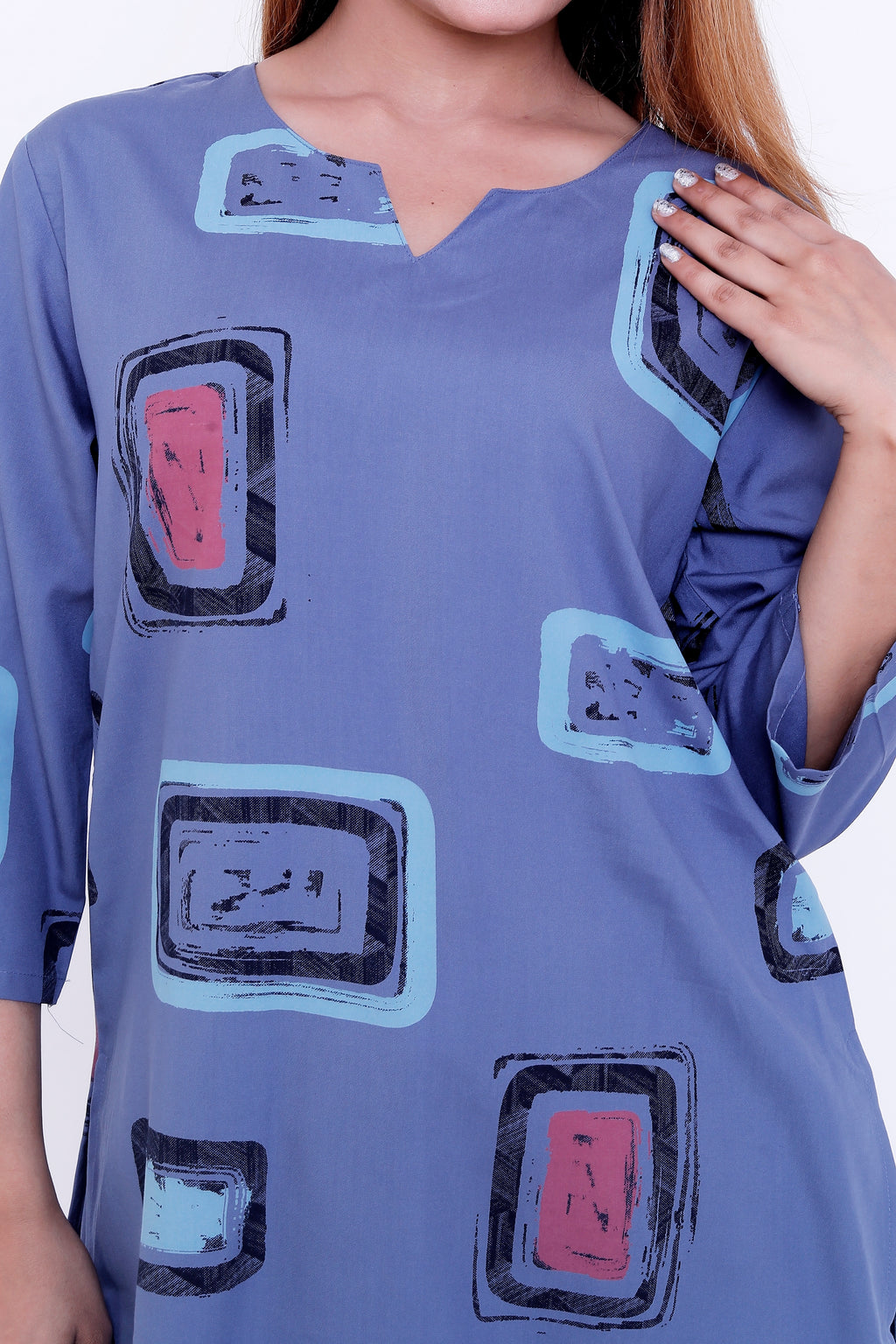 GroHood Slate Pop Co-ord Set – Abstract Printed Top & Wide-Leg Pants