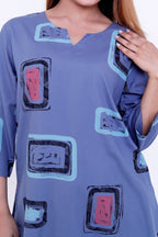 GroHood Slate Pop Co-ord Set – Abstract Printed Top & Wide-Leg Pants