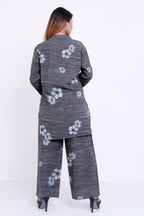 GroHood Steel Bloom Co-ord Set – Floral Tunic & Wide-Leg Pants