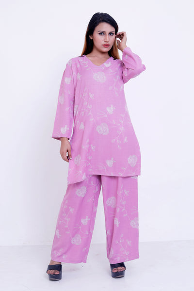 GroHood Blush Bloom Co-ord Set – Floral Printed Tunic & Wide-Leg Pants