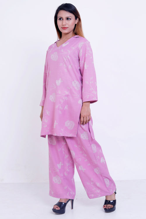 GroHood Blush Bloom Co-ord Set – Floral Printed Tunic & Wide-Leg Pants