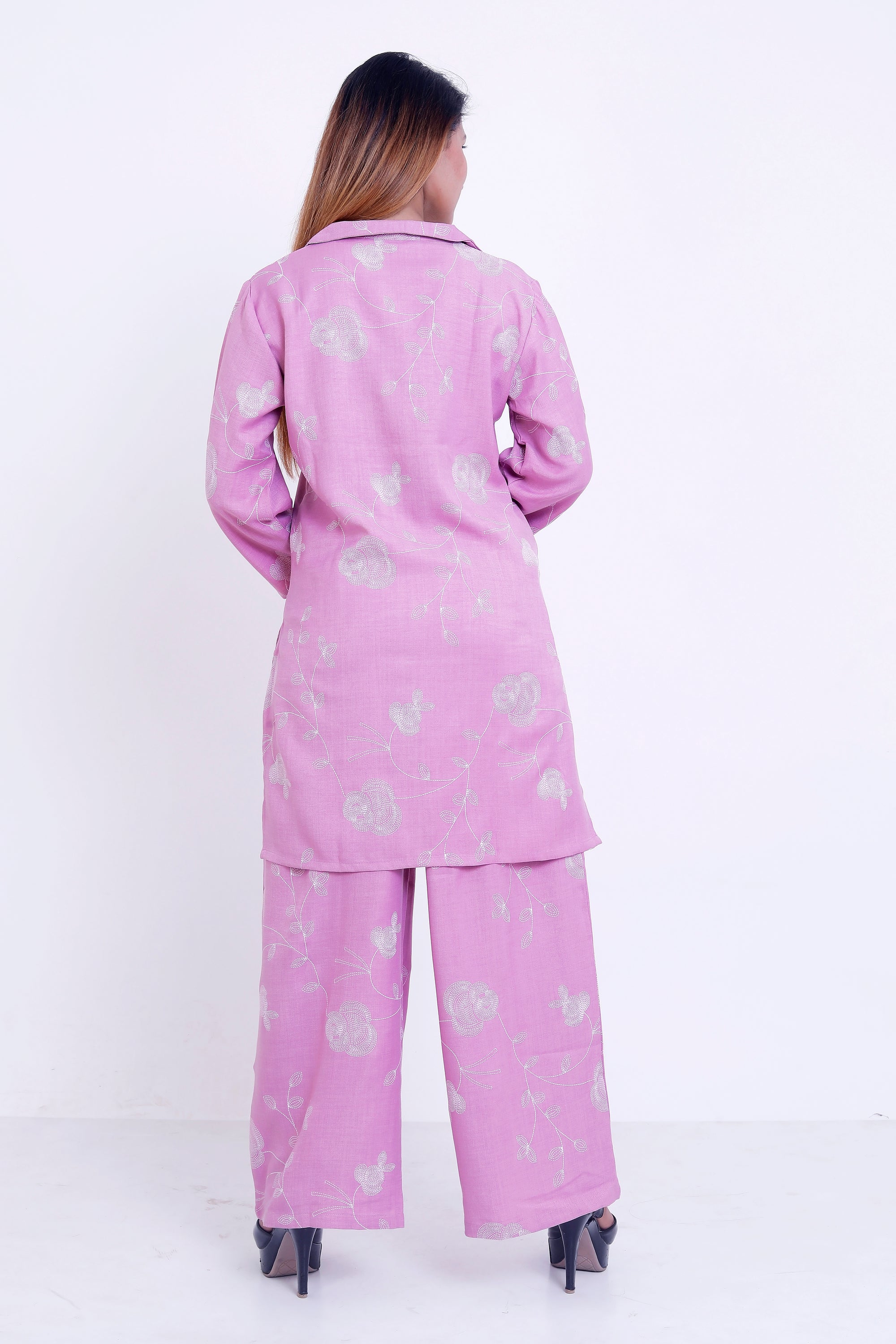 GroHood Blush Bloom Co-ord Set – Floral Printed Tunic & Wide-Leg Pants