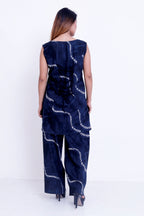 GroHood Indigo Drift Co-ord Set – Sleeveless Tie-Dye Tunic & Wide-Leg Pants