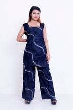GroHood Indigo Drift Co-ord Set – Sleeveless Tie-Dye Tunic & Wide-Leg Pants