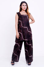GroHood Cocoa Drift Co-ord Set – Sleeveless Tie-Dye Tunic & Wide-Leg Pants