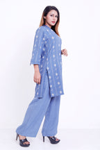 GroHood Sky Thread Co-ord Set – Embroidered Tunic & Straight-Leg Pants
