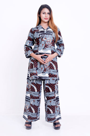GroHood Urban Mosaic Co-ord Set – Abstract Printed Tunic & Straight-Leg Pants