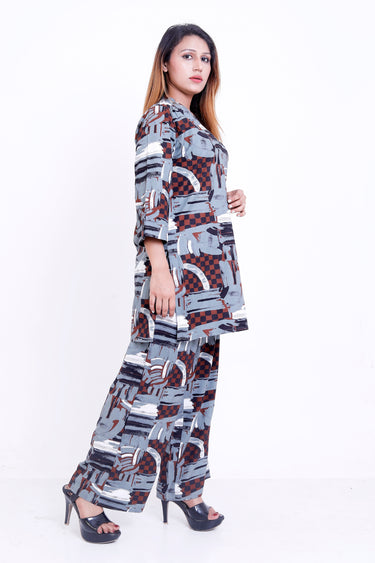 GroHood Urban Mosaic Co-ord Set – Abstract Printed Tunic & Straight-Leg Pants