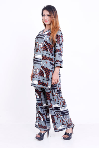 GroHood Urban Mosaic Co-ord Set – Abstract Printed Tunic & Straight-Leg Pants