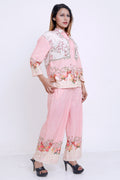 Women Pink Floral Printed Shirt & Palazzo Co-ord Set