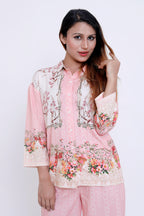 Women Pink Floral Printed Shirt & Palazzo Co-ord Set