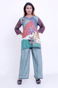 Women Multicolor Floral Printed Kurti with Solid Palazzo Co-ord Set