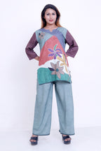 Women Multicolor Floral Printed Kurti with Solid Palazzo Co-ord Set