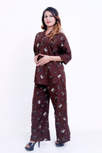 Women Brown Geometric Printed Kurti with Palazzo Co-ord Set