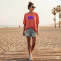 Karma Graffiti Women's Oversized Half Sleeve Orange Tee