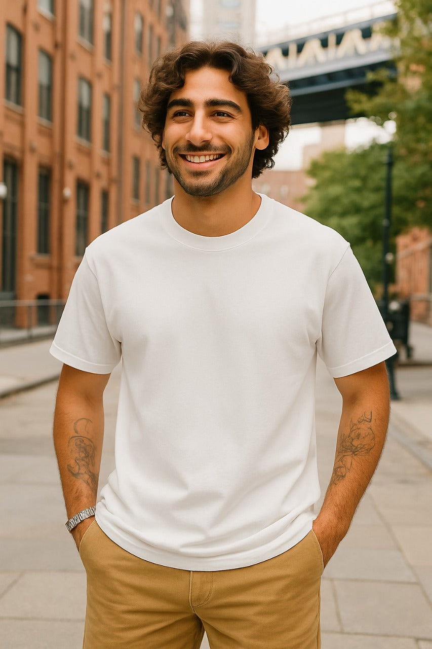 The Classic White – GroHood Oversized Streetwear Tee