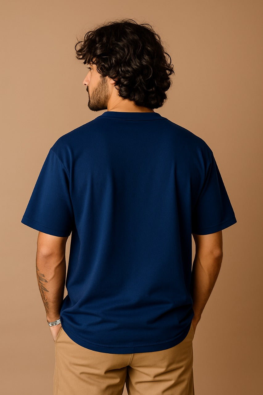 GroHood Oversized Tee – Deep Navy Classic