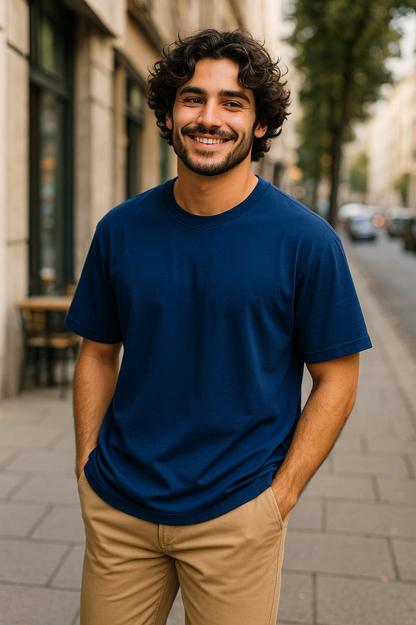GroHood Oversized Tee – Deep Navy Classic