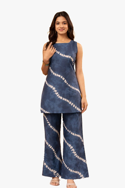 Women’s Printed Sleeveless Kurta & Wide-Leg Pants Co-Ord Set