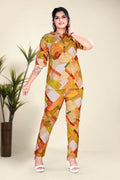 Mustard Abstract Print Top & Pant Co-ord Set