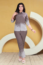 Brown Ombre Shirt & Pant Co-ord Set