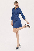 GroHood Indigo Denim Shirt Dress – Everyday Smart Casual Fit
