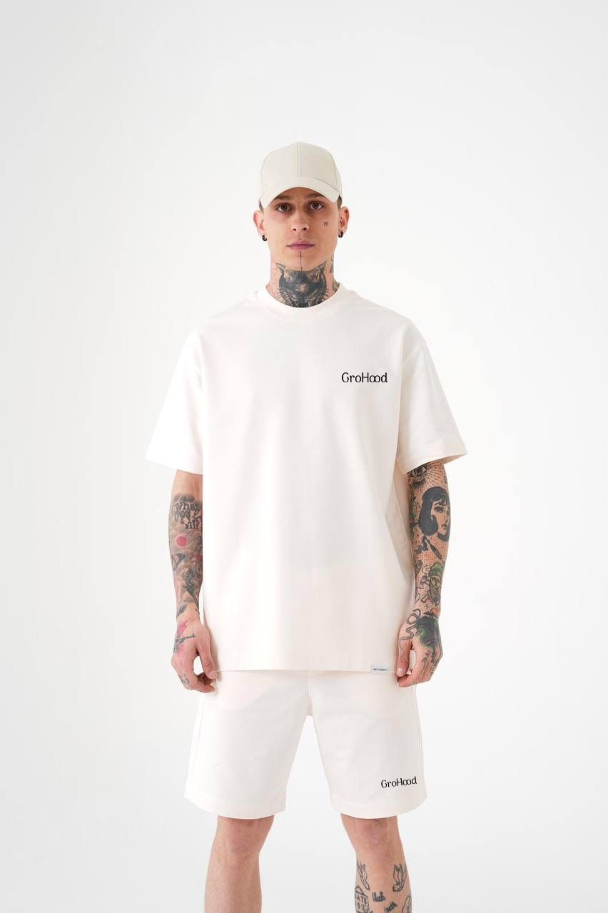 Men’s Off-White Solid Co-Ord Set